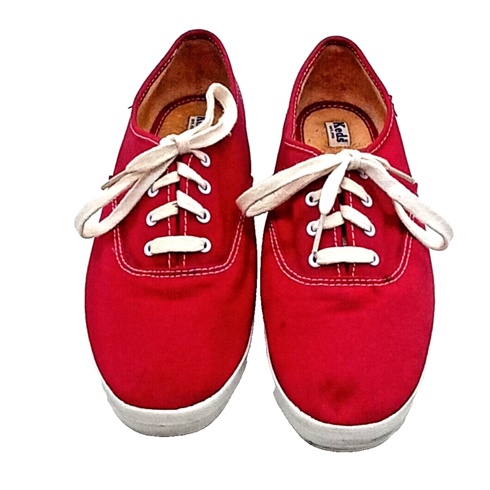 Keds Champion Sneakers Shoes Red Canvas Women's Size 8.5 Low Lace Up - Picture 5 of 13